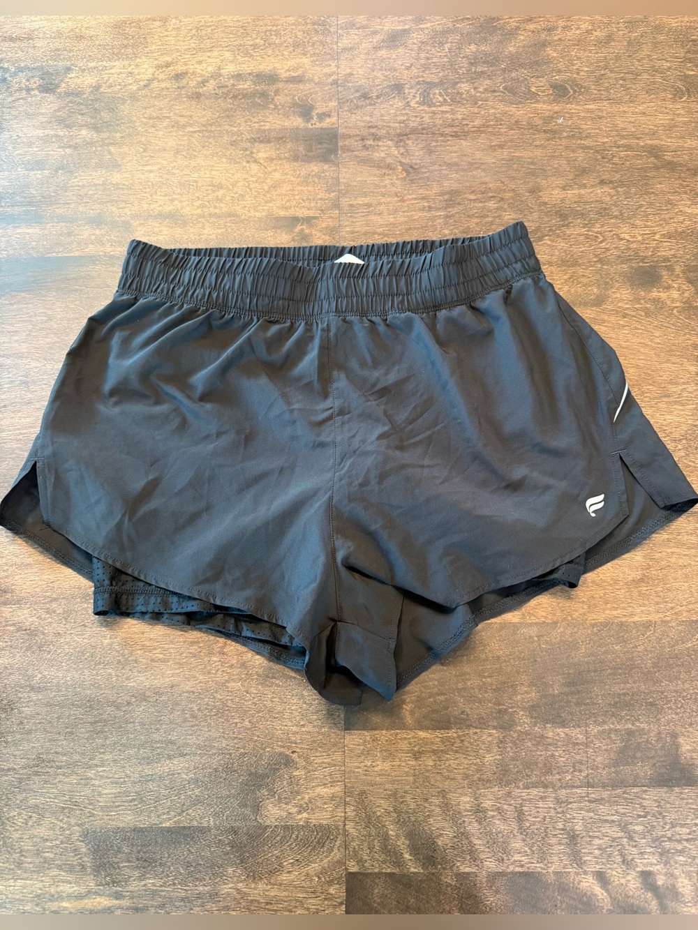 Fabletics Black Women's Athletic Running Shorts w/ built in spandex shorts